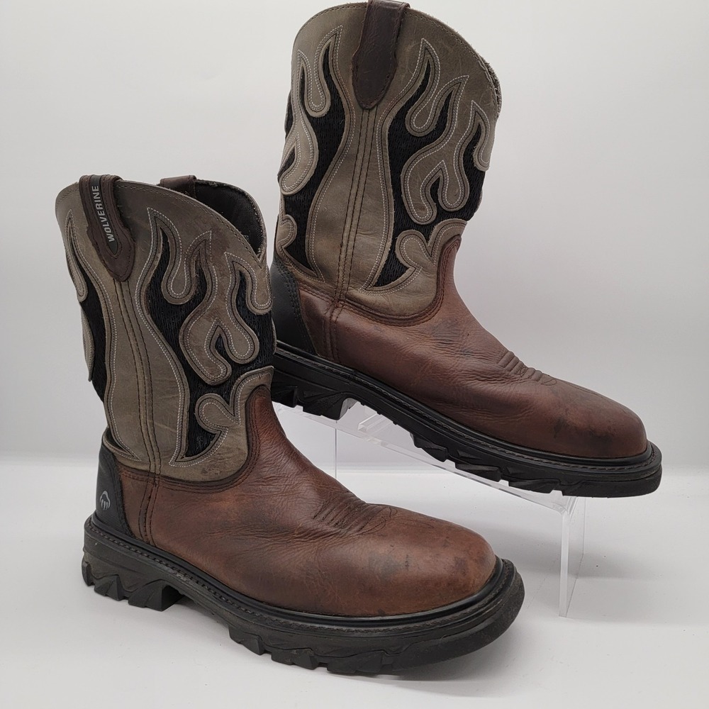 Wolverine Rancher Steel Toe Work Boots Black/Brown Men's Size 10.5M